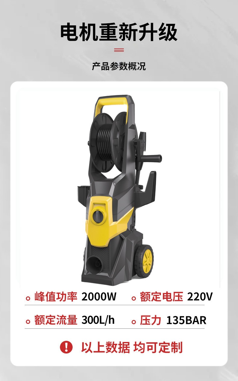 High-Pressure Car Washing Machine for Home Use 220V High-Pressure Water Gun Pump Portable High-Power Powerful Cleaning Machine Foreign Trade Supply