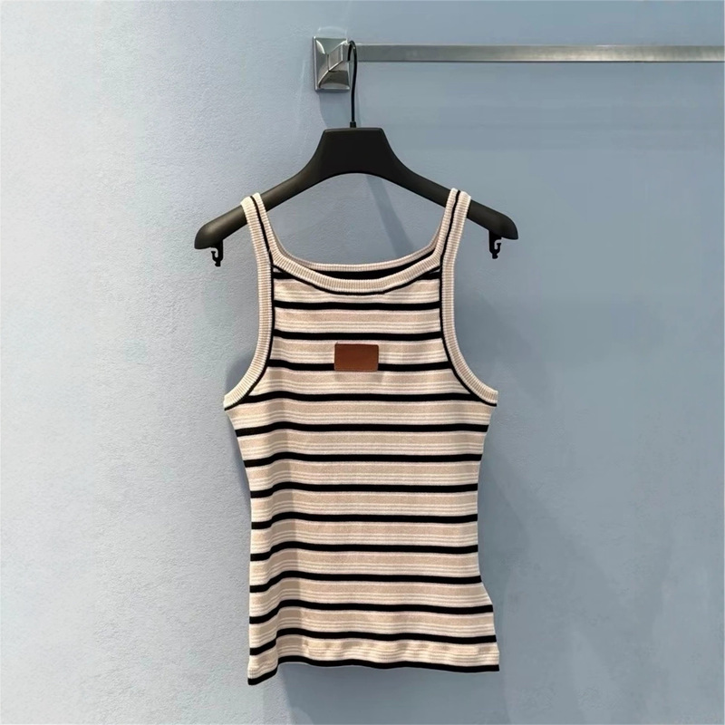 Nanyou F brand, 2026 summer collection: new letter-patterned leather patchwork, color-block striped knit vest, sleeveless short top