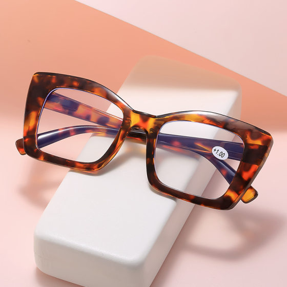 Anti-Blue Light Reading Glasses Legs New Style Middle-Aged and Elderly Trendy Spring Reading Glasses Amazon Retro High-Definition Large Frame