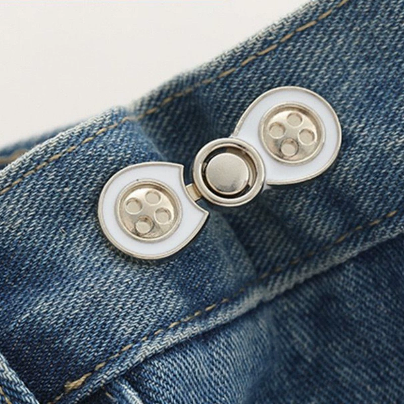 Nail-Free Removable Waist Buckle Pair, Flat-Bottom Seamless Buttons for Pants & Skirts, Assorted Designs