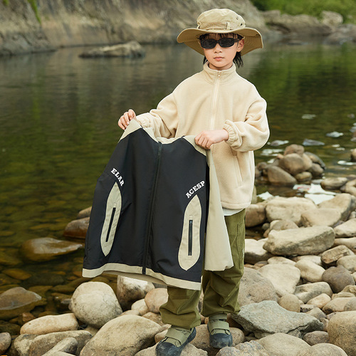 Boys' 3-in-1 windbreaker jacket  new style children's jacket upper garment for middle and older children spring and autumn hooded trendy kids' clothing