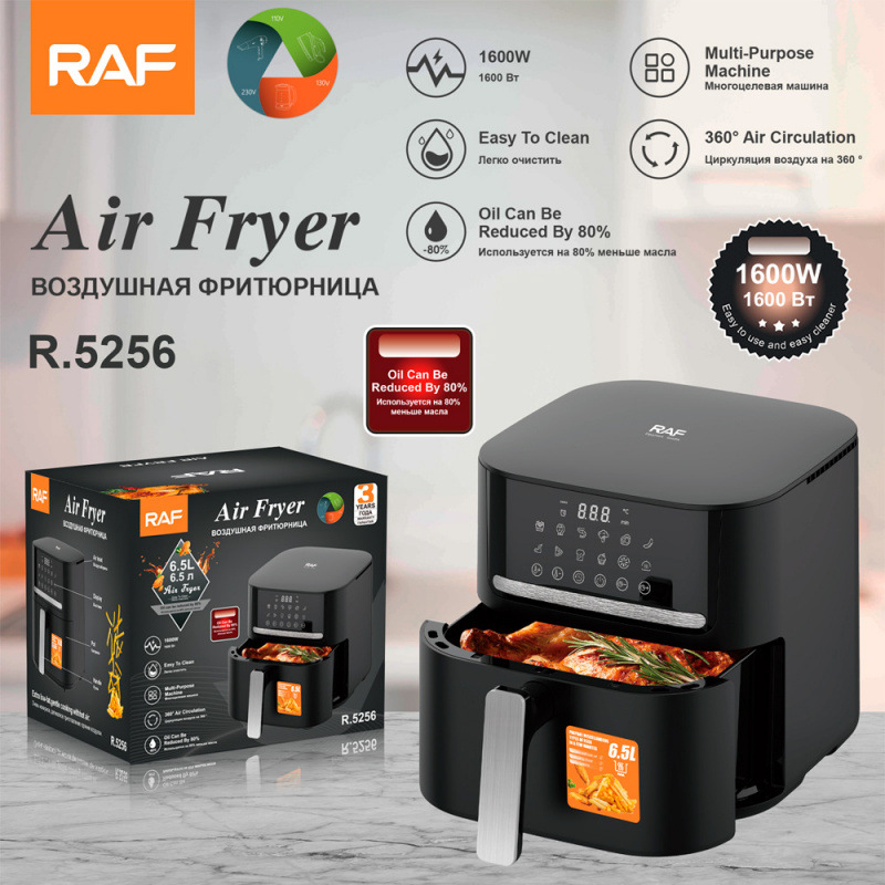 Raf European Cross-Border Air Fryer Large Capacity Multi-Functional Smart Home Digital Display Electric Fryer 6.5L No Oil Fume