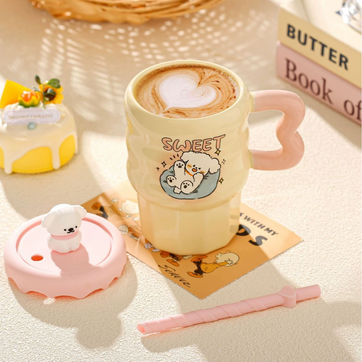 Cute high quality ceramic glass cover, creative gift box