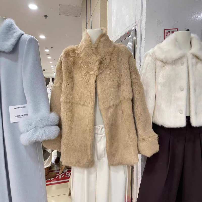2025 New Outer Fur Outwear Women's Mid-Length Real Fur Rabbit Fur All-In-One Winter Loose Fur Top