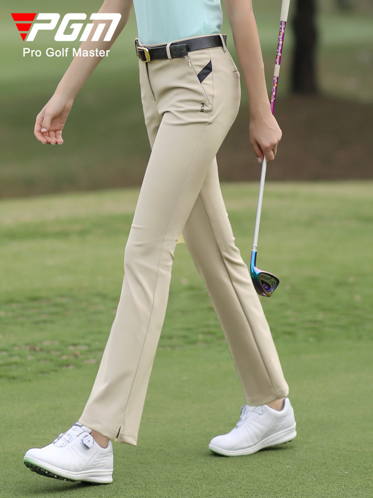 Quần golf dài nữ PGM chống nước, co giãn 4 chiều, ống đứng tôn dáng — KUZ128-Kaki