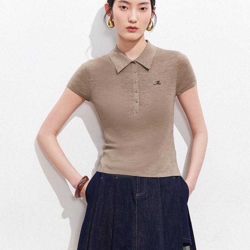 Knitted Sweater for Women 2026 Summer New Style Polo Collar Embroidered Short-Sleeved Top Casual Knitted Sweater for Women 2026 Summer New Style Polo Collar Embroidered Short-Sleeved Top Casual