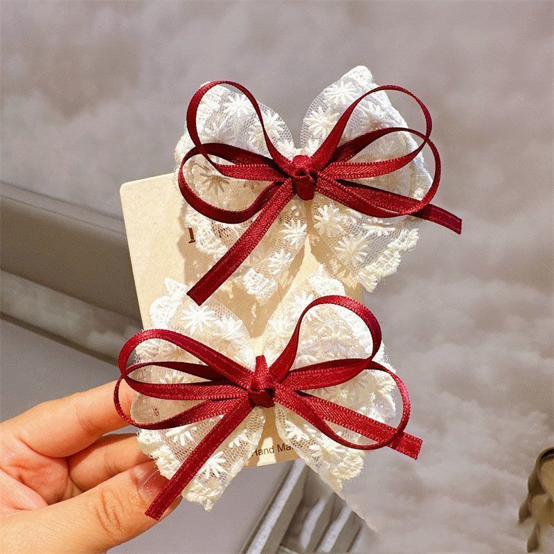 Korean Lace Bow Kidsren's Headwear Little Girl's Elegant Lace Hairpin Heavy Handmade High-End Headwear Hairpin Korean Lace Bow Kidsren's Headwear Little Girl's Elegant Lace Hairpin Heavy Handmade High-End Headwear Hairpin