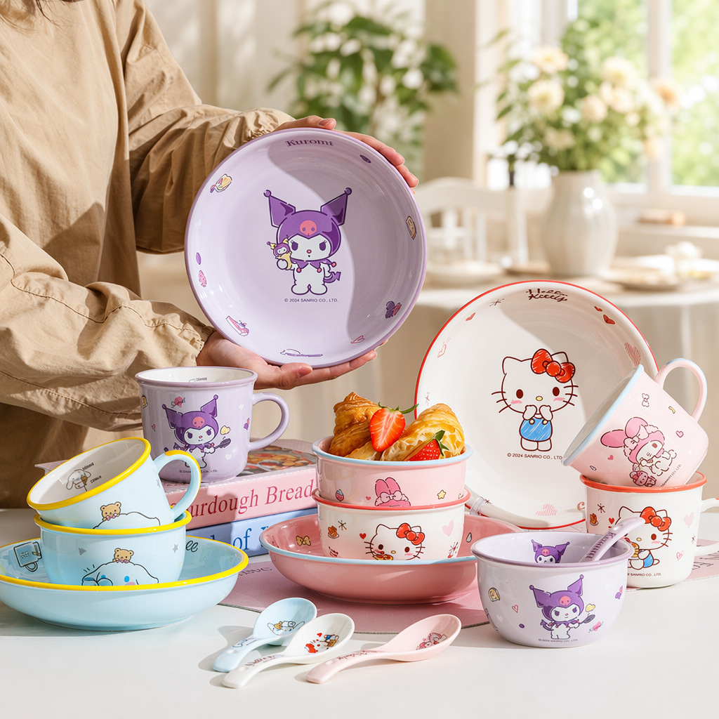 Authentic Co-branded Sanrio Ceramic Bowl, Home Tableware For Girls,...