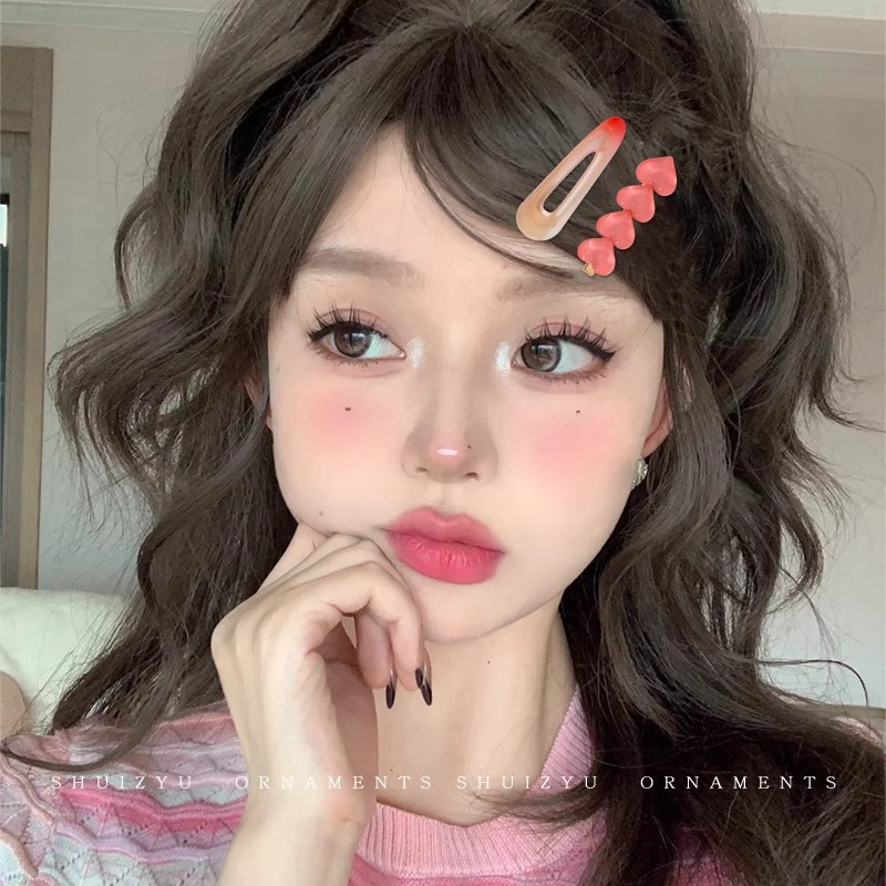 korean style girls‘ hairpin women‘s forehead broken hair bangs bb clip pink side little clip sweet cute hairpin headdress