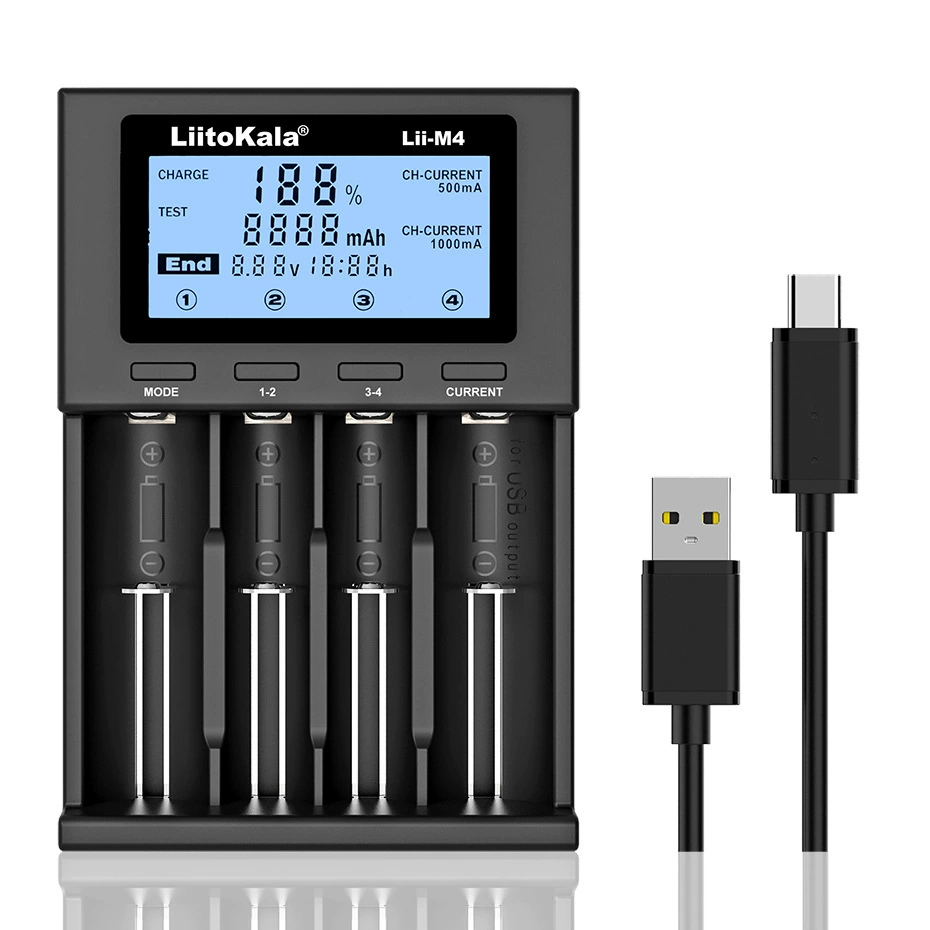LiitoKala [lii-M4 18650 26660 зарядное устройство с разделением емкости / LCD дисплей 5V 2A]