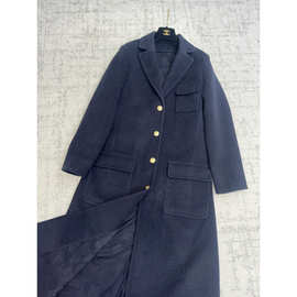 金智妮jennie同款阔版毛呢外套女2025冬季新款收腰长款加厚呢大衣