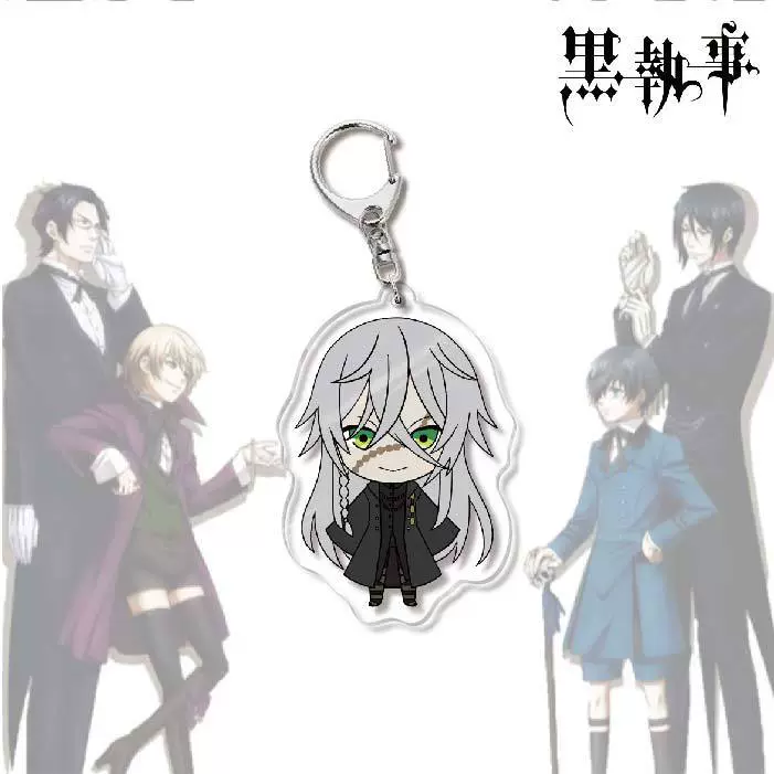 Акриловый брелок-аниме (Black Butler) Себастьян двусторонний 6 см чиби подвеска