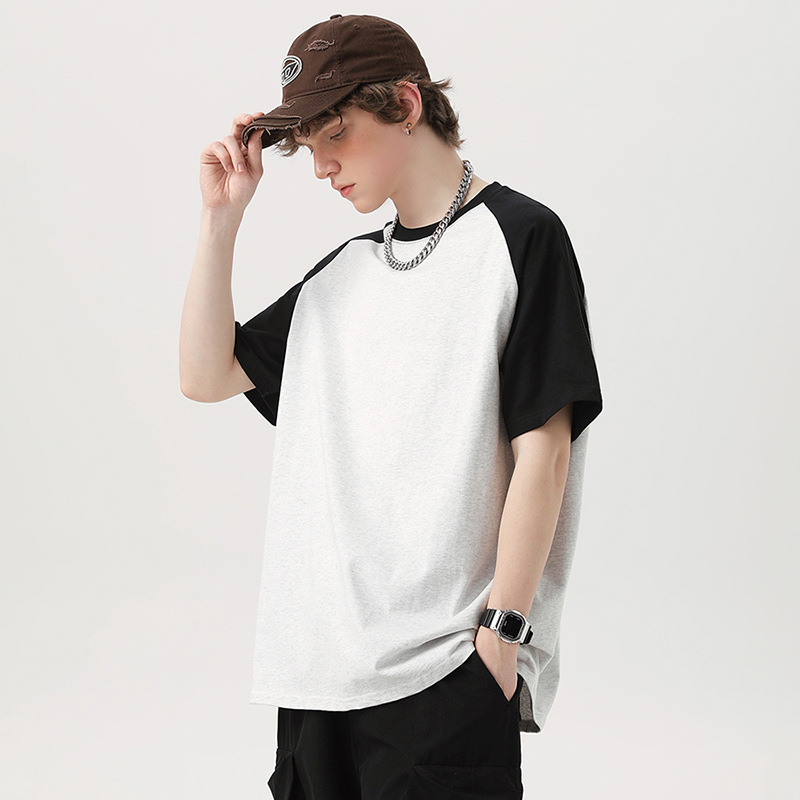 Comercio extranjero camiseta de manga corta de hombro suelta masculina de tamaño grande europeo y americano pareja camiseta de base casual