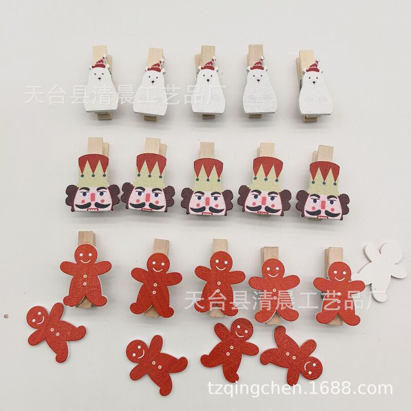跨境圣诞节日装饰木夹子雪人胡夹子木片圣诞树家居装饰用品|undefined