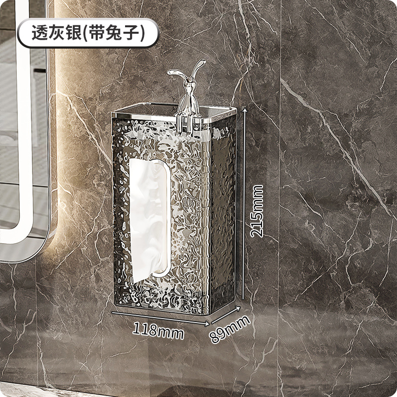 Estilo japonés cara toalla caja de almacenamiento caja de pañuelos montado en la pared cocina baño Baño al revés caja de pañuelos transparente