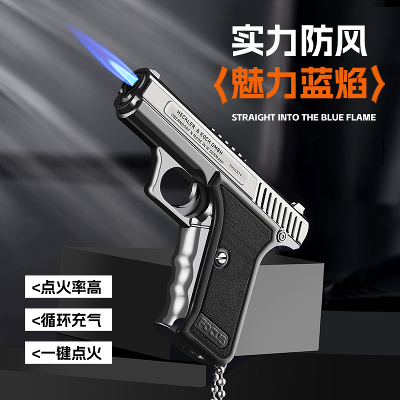 Encendedor de gas a prueba de viento con llama azul