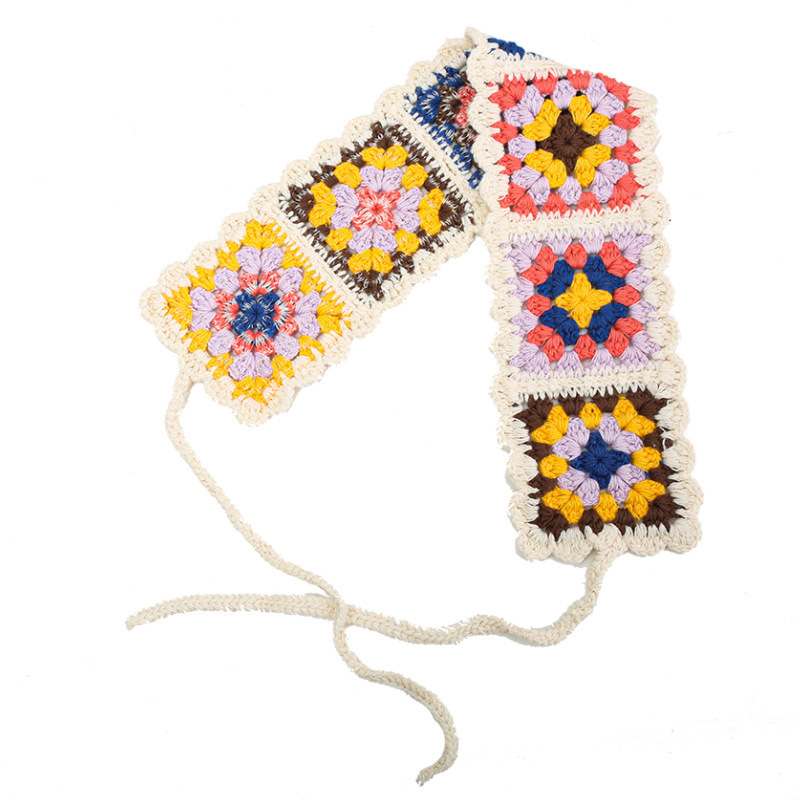 Francia cereza toallas triangulares mujeres primavera y otoño viajes padres-hijos gancho de punto flores hueco pañuelo de arte correa de pelo gorro