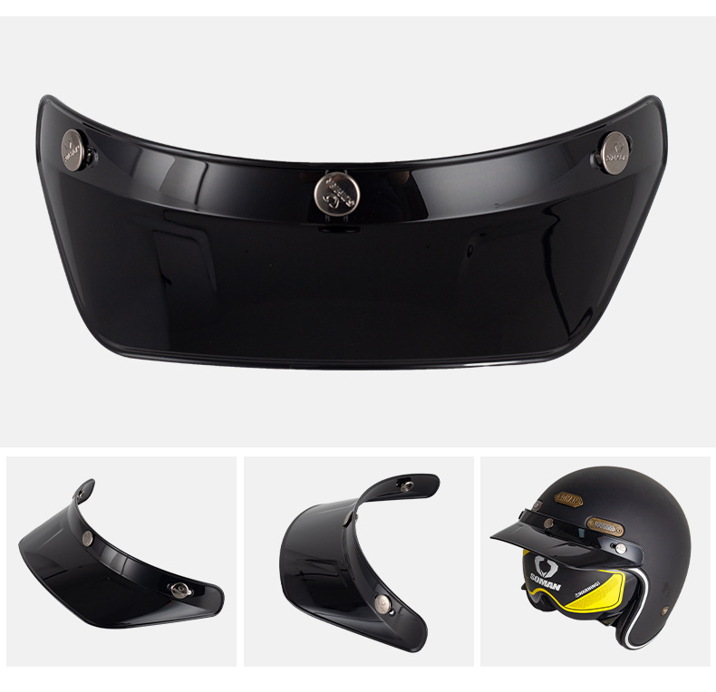 Motorcycle Helmet Brim Motorcycle Retro Helmet Three-Button Sun Visor Prince Helmet Flying Helmet Brim My01