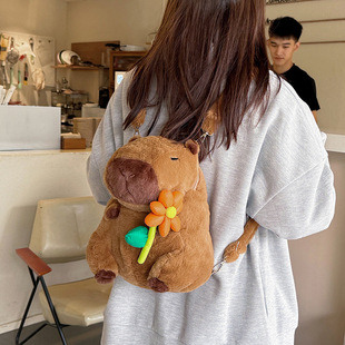 Cute Flower Capybara Backpack Large Capibala Stuffed Doll Bag Internet Celebrity Doll Girl Heart Gift