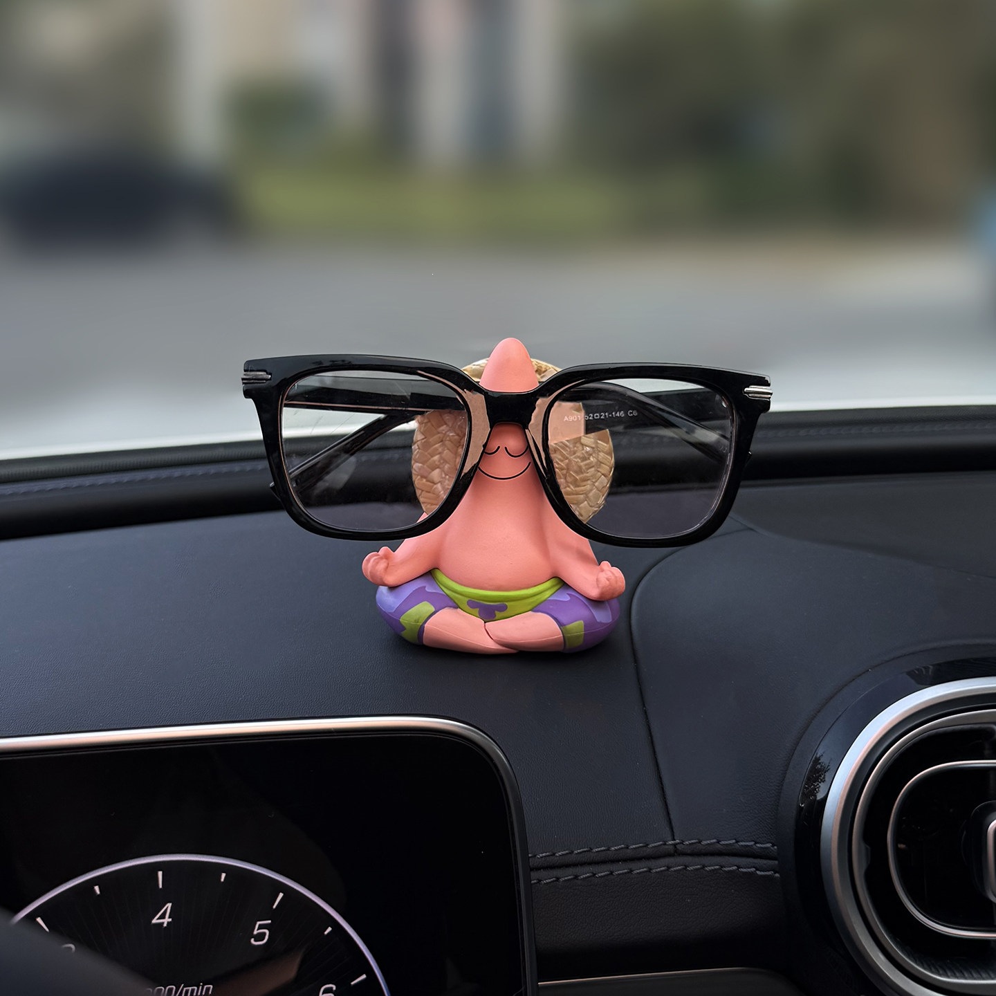 Calm down and Enjoy the Journey with Patrick Star Car Glasses Holder, a Creative and Cute Car Accessory for Women