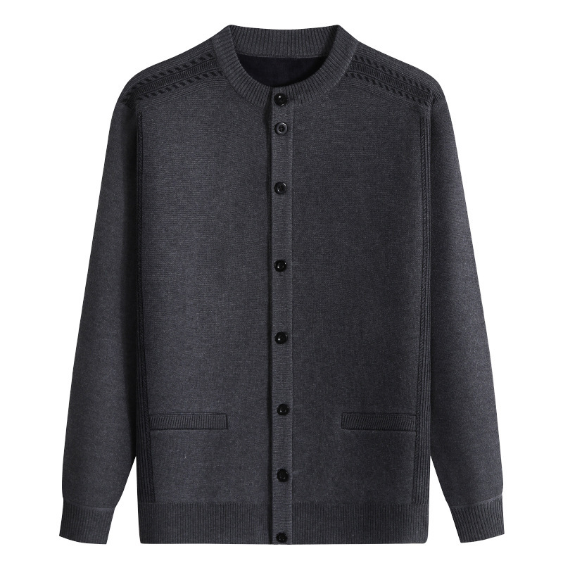 Dad's Spring and Autumn Sweater Men's Top Long Sleeve Grandpa's Sweater Jacket Knitted Cardigan Large Size Men's Clothing for the Elderly