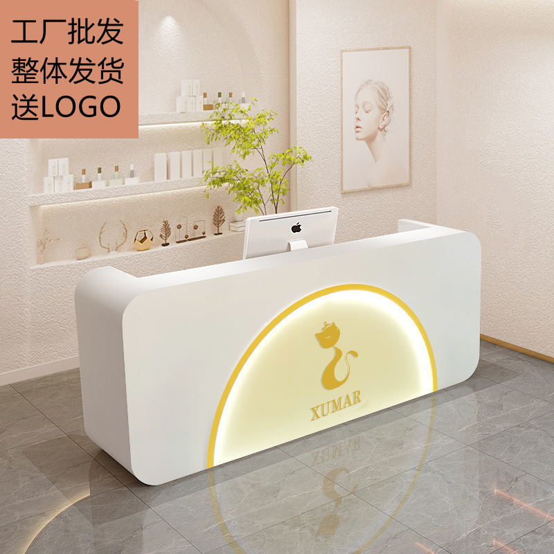 美容院吧台女服装店圆弧收银台简约现代小型公司前台接待台柜