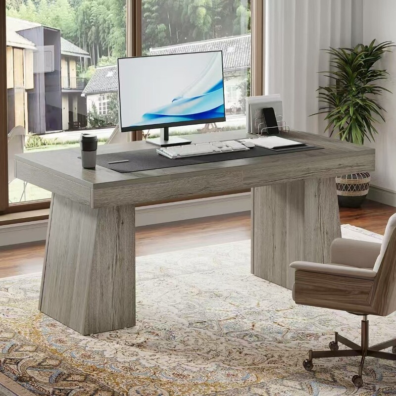 Cross-Border Supply 55inch Executive Desk in Mid-Century Modern Style for Home Office Cross-Border Supply 55inch Executive Desk in Mid-Century Modern Style for Home Office