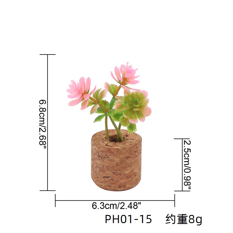 Simulación de suministro transfronterizo suculenta flor artificial en maceta Corcho decoración del coche simulación planta tapón de vino refrigerador pegatinas al por mayor