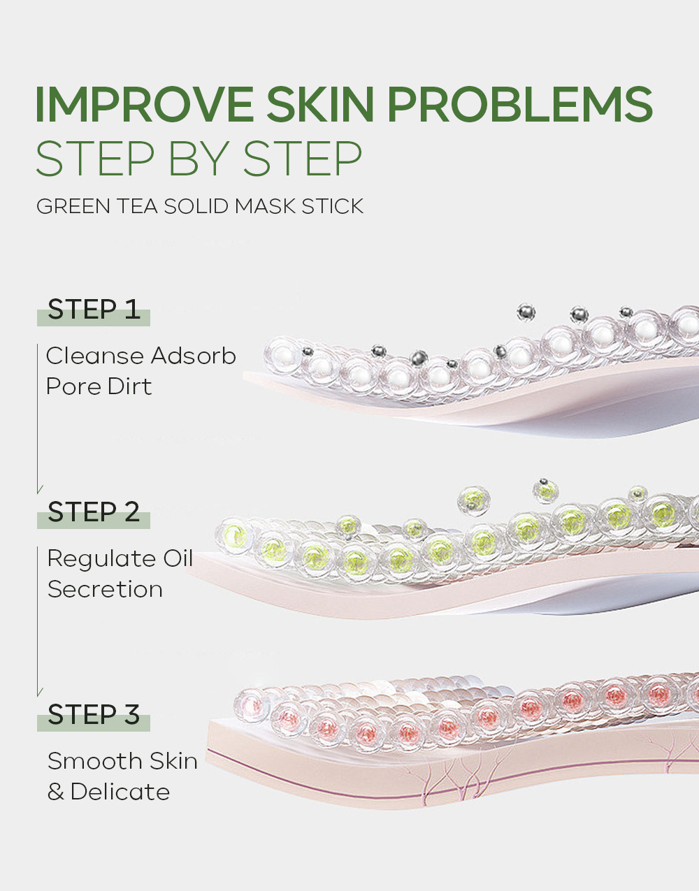Cross-border QUIYUM Green Tea Solid Mask Stick 40g Hydrating and moisturizing smearing mud Mask manufacturer in stock wholesale undefined