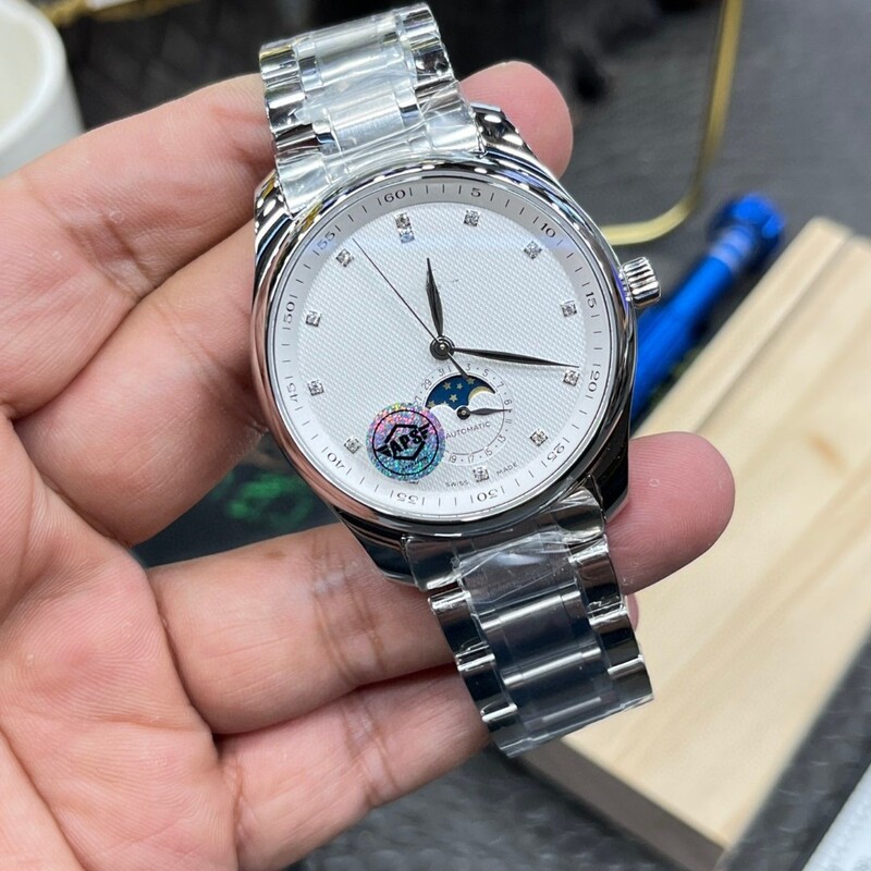 Master Craftsman's Moon Phase Four-Hand Multifunctional Mechanical Watch, Fully Automatic, Steel Band, Leather Strap, Dual Calendar Dial, Large Dial Wristwatch