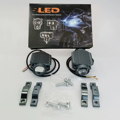 Headlight, Motorcycle headlights, headlights - 3570-high-brightness-no-flash-two-color-yellow-light-white-light-black-pair-installation-package