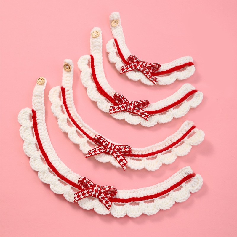 Gato y perro collar tejido a mano hilo de lana collar tejido de ganchillo mascota linda foto decoración babero