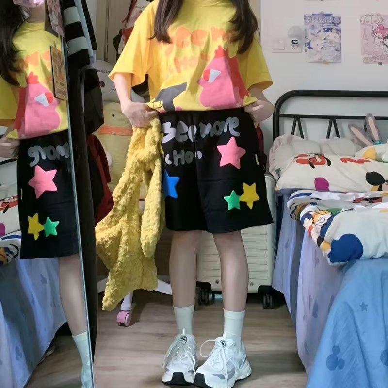 Japanese 2023 New Arrival Soft Girl Cute Sports Loose All-Match Small Casual Broad Leg Shorts Women's Summer