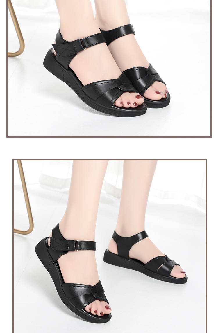 Dép sandal nữ quai chữ V đế bằng chống trượt, đế mềm, size lớn cho mẹ trung niên và cao tuổi đi bên ngoài — Màu be chi tiết 11