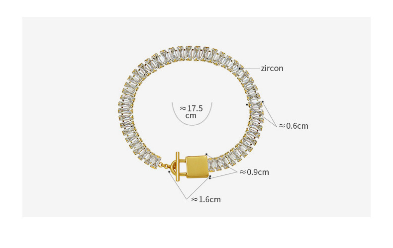 European and American lock T buckle zircon inlaid bracelet