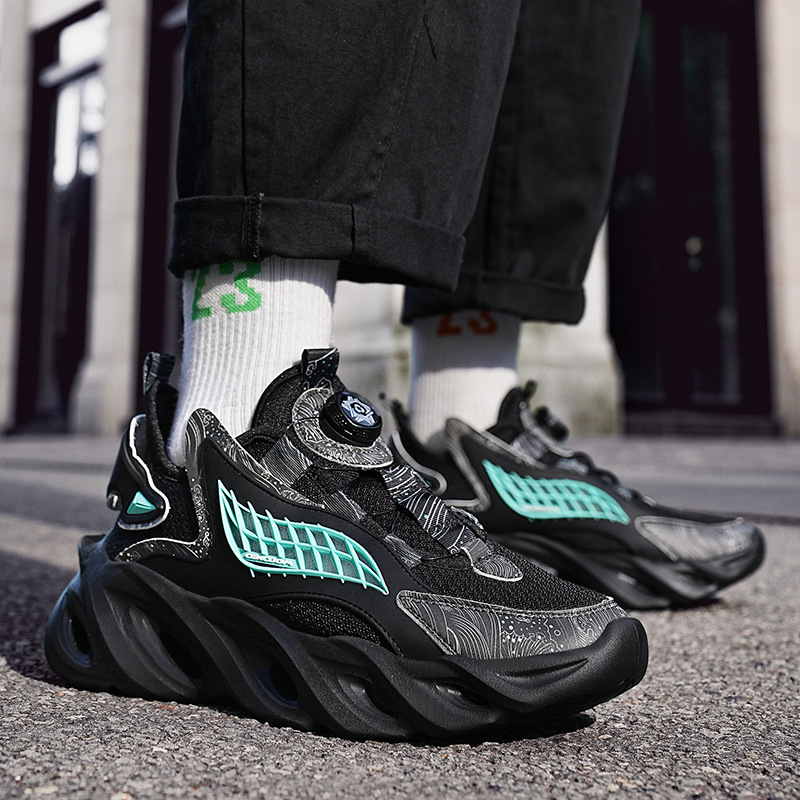 Customized Men's Summer Sneakers With Rotating Buckle, Blade Mesh Running Casual Fashion Student Sh, Trendy Couple_voghion.com