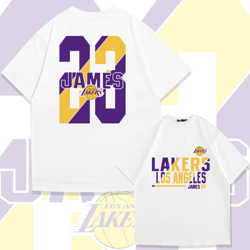 James No. 23 Short-Sleeved T-Shirt Men's Summer American Basketball Sports Trendyy Shooting Uniform Pure Cotton Clothes T-Shirt Trendyy