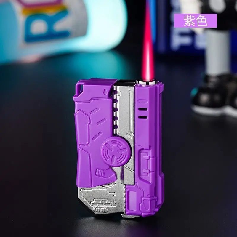 Nueva punta de dedo plegable giroscopio pistola encendedor novio celebridad de Internet inflable a prueba de viento rotación creativa descompresión personalidad image 10