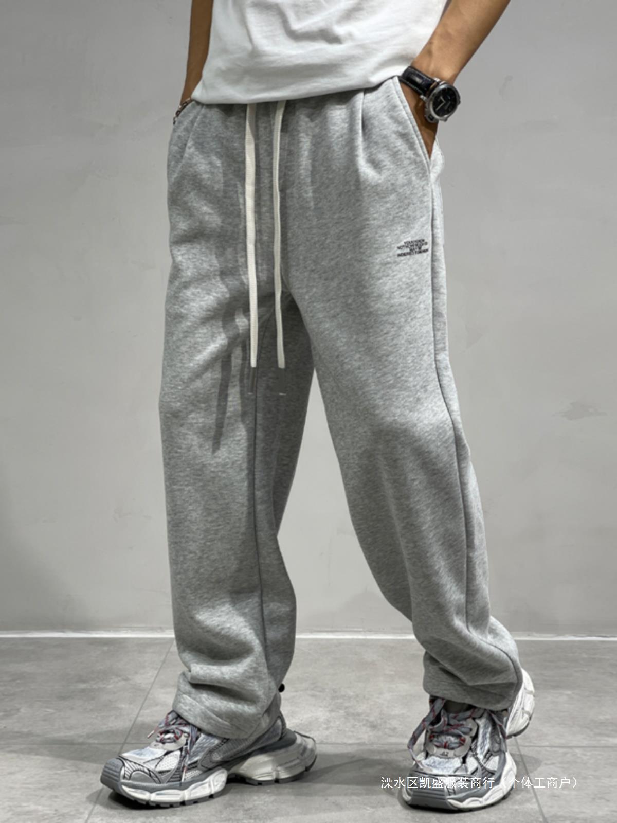 秋季舒服宽松卫裤男士休闲百搭裤  日韩时尚潮流舒适抽绳裤口男裤