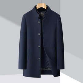 羊绒大衣品牌外套男水貂毛领鹅绒内胆爸爸冬装羊毛呢大衣中长款