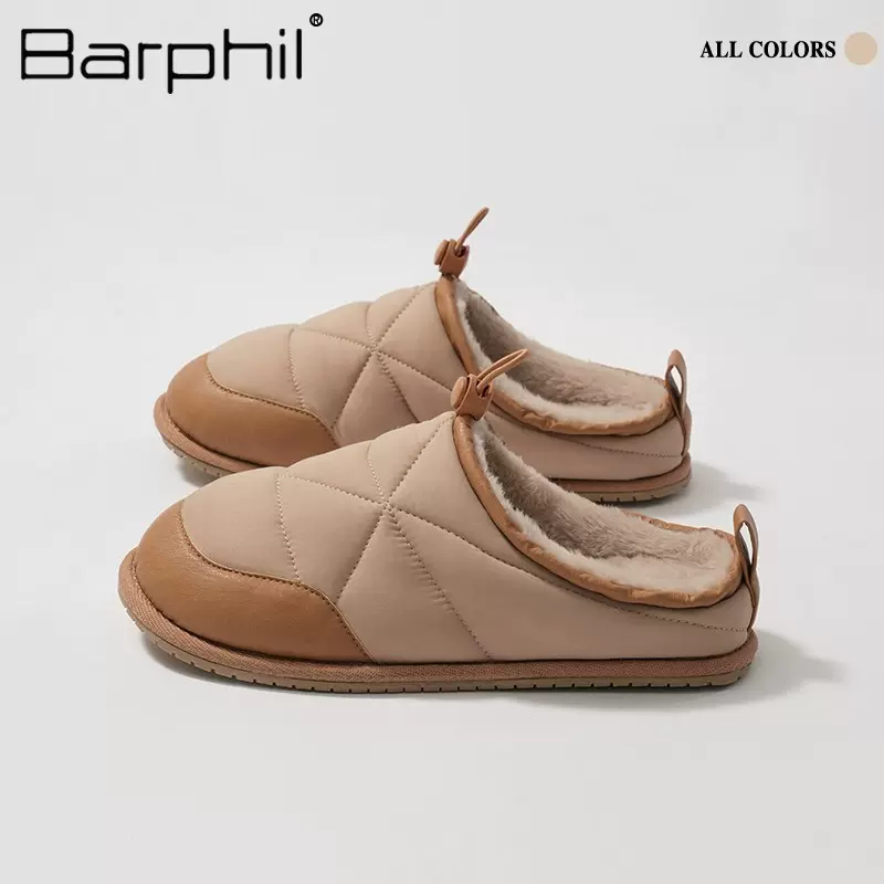 Barphil拖鞋秋冬家居室内休闲百搭加绒保暖包头情侣棉鞋可外穿