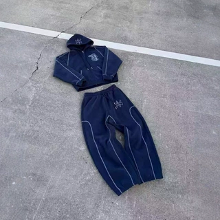 Y2K外贸美式街头temu热销连帽衫休闲卫衣字母印花开衫外套潮流卫