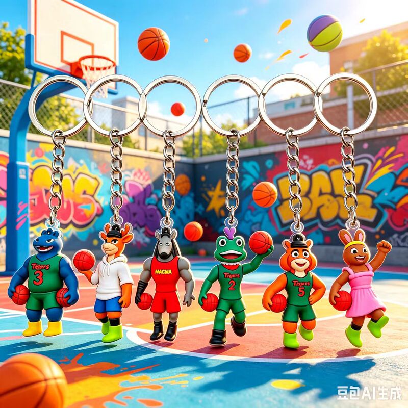Cross-Border New Model Miracle Dream Team Acrylic 2D Flat Keychain Pendant Cartoon Basketball