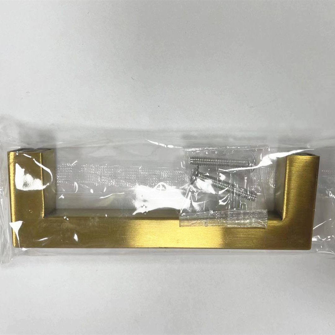 Cuadrado cepillado gabinete puerta manija Luz de lujo de acero inoxidable cocina gabinete moderno minimalista cajón armario oro mango alargado