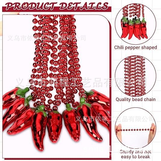 Collar de cuentas de chile collar de regalo de fiesta de chile 5 de mayo decoración de fiesta de carnaval