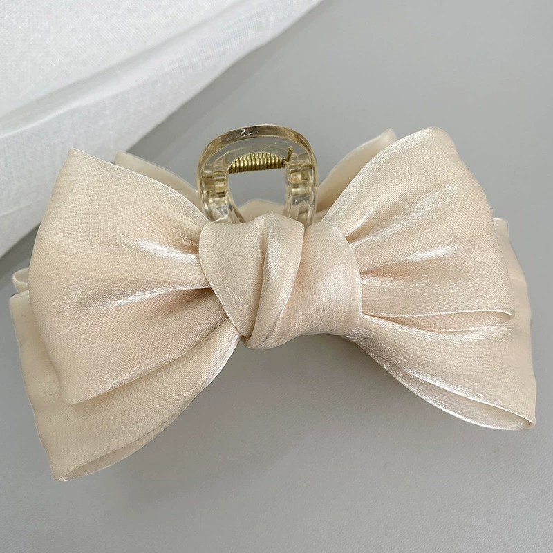 Double-Layer Mermaid Hair Claw Bow, Fabric Princess Crab Pin Hair Clip, 5 Colors
