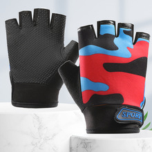 夏秋季儿童骑行手套可爱卡通防滑运动小孩子护手半指减震透气手套