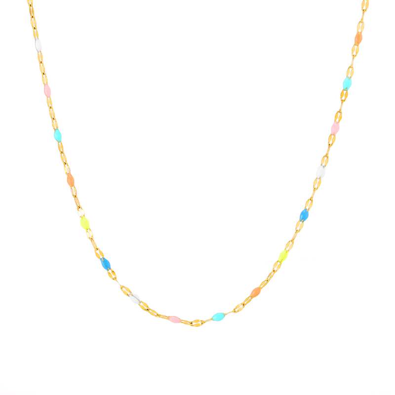 Cross-Border New Style Color-Preserving 18K Gold Multicolor Stainless Steel Necklace Lip Chain Exquisite Light Luxury Niche Jewelry Cross-Border New Style Color-Preserving 18K Gold Multicolor Stainless Steel Necklace Lip Chain Exquisite Light Luxury Niche Jewelry