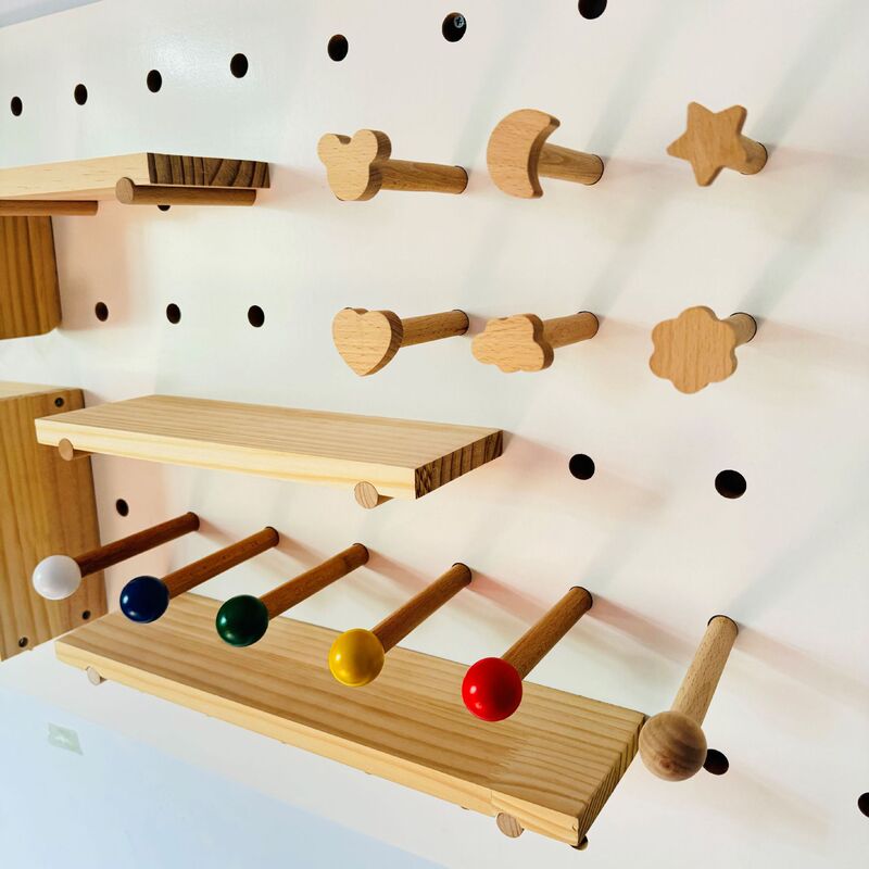 Solid wood hole board accessories wooden Nordic hook load-bearing beech wholesale various sizes pendant cartoon