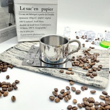 304不锈钢水杯咖啡杯套装意式水杯创意奶茶杯简约带碟子